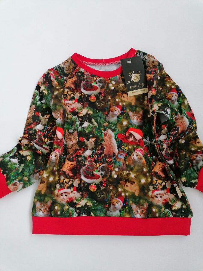 Ziemassvētku džemperis.,,Kaķēni,, 68-146.izm.