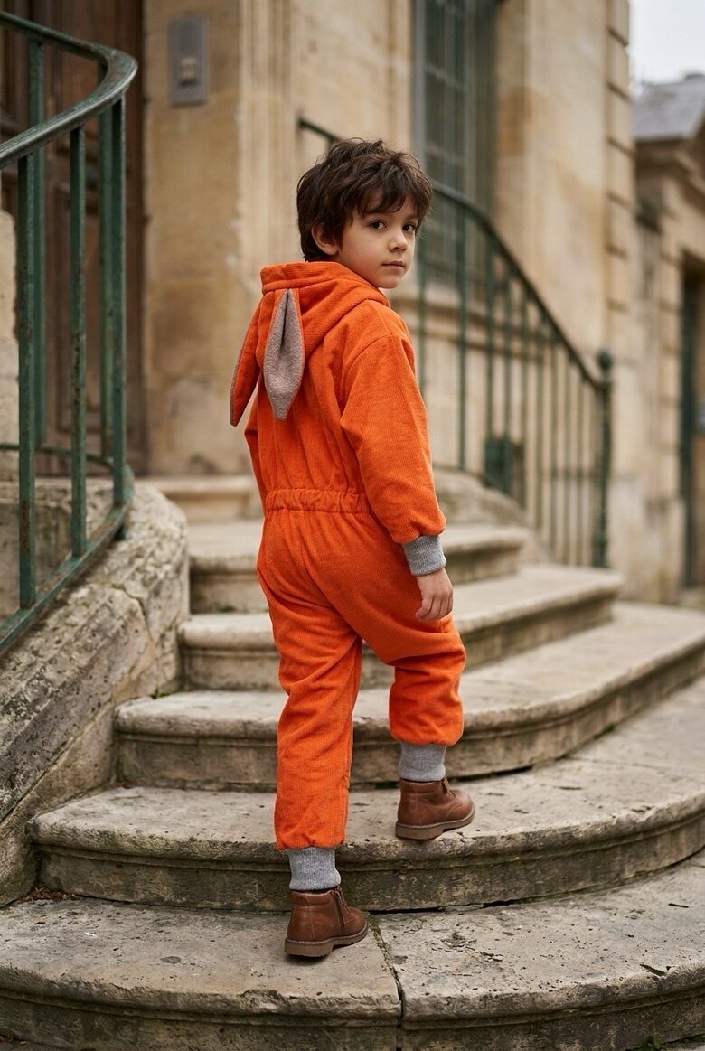 Bērnu kombinezons no sporta flīsa, bēšīgas ausis. 74-116.izm.