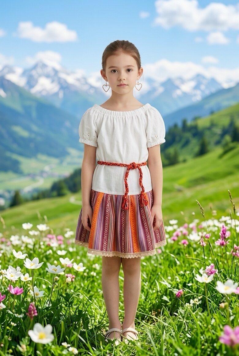 Rakstains volāns. Lina kleita.Nr.-2. raksts.98/104.IZM