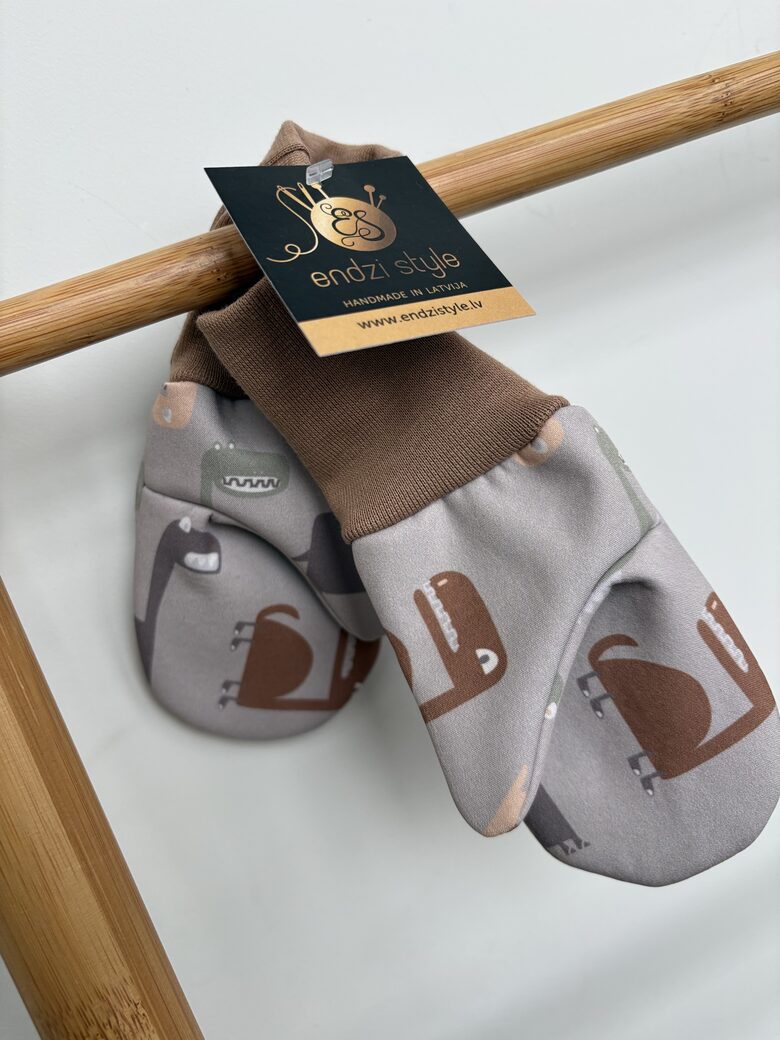 Bērnu softshell cimdi bez papildus oderes.Dino.