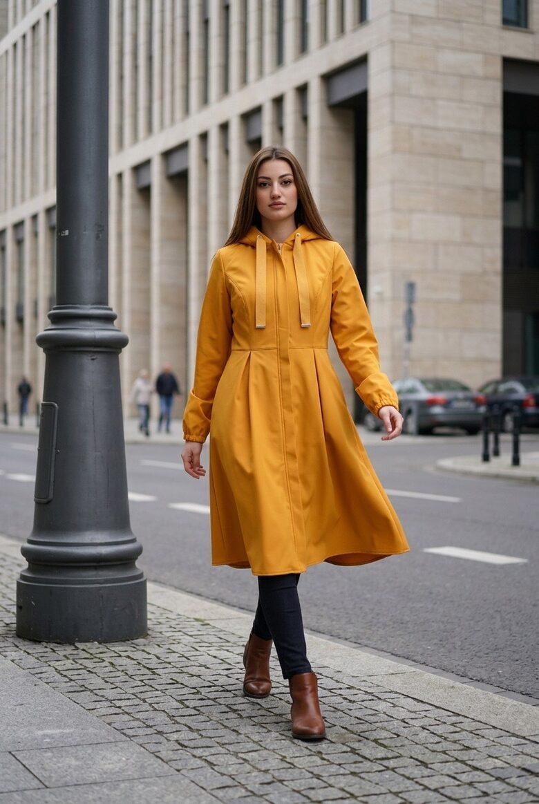 Sotshell mētelis dzeltenā krāsā. M izm.