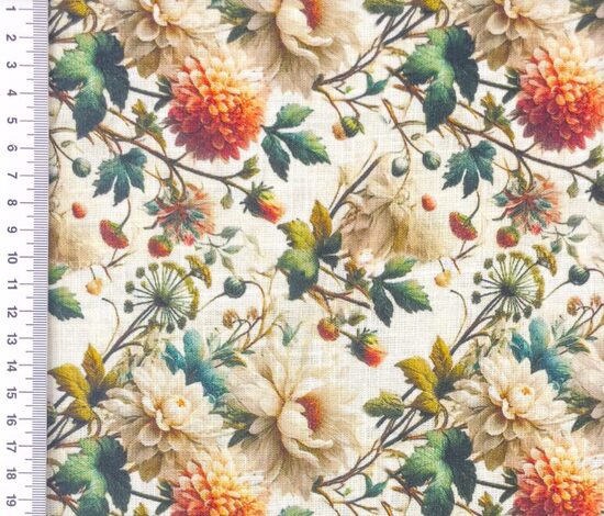 Lina viskozes audums digitālā druka .Jasmīni.