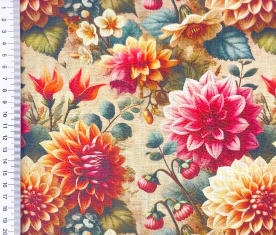 Lina viskozes audums digitālā druka. Rozālija.