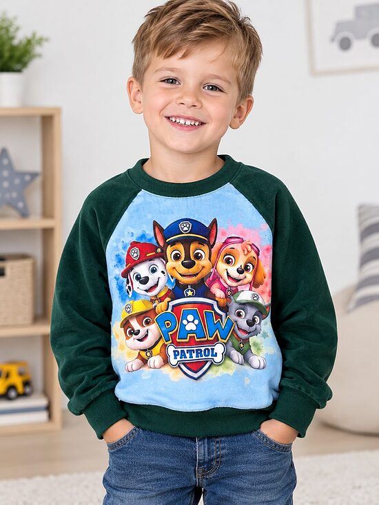Zaļš samta auduma džemperis bērniem. Paw patrol. 98,104,110,116.izm.