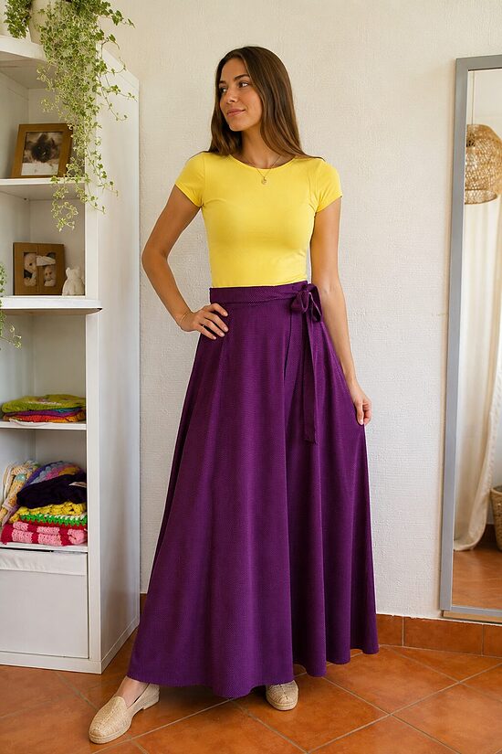 Pārliekamie sieviešu svārki. Lillā ar pumpiņām. XS-XL