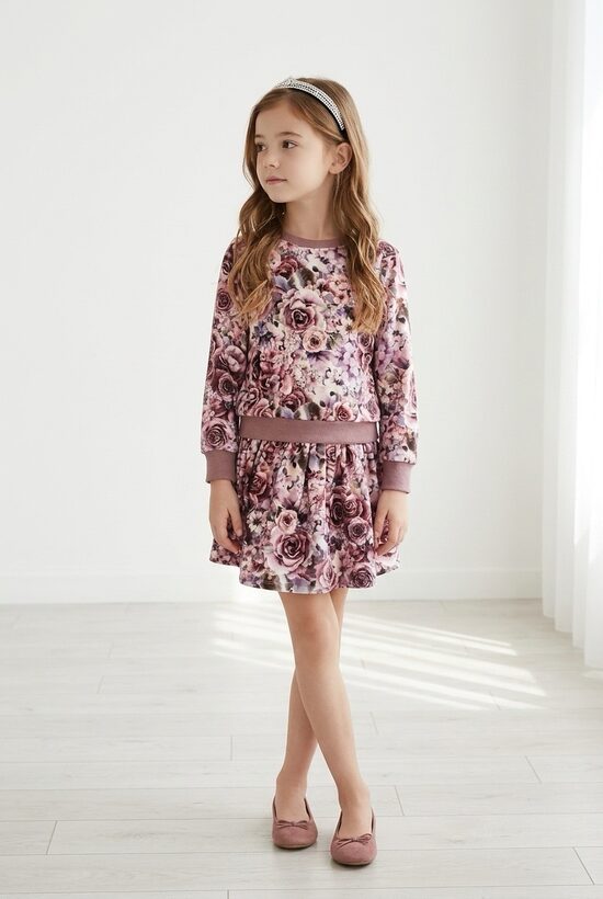 Puķains džemperis meitenēm. Svārki meitenēm. Galvas lenta. 80-128.izm.