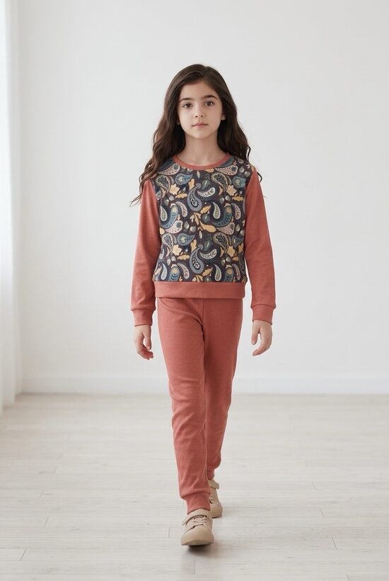 Kokvilnas trikotāžas džemperis un legingi meitenēm.116.izm.