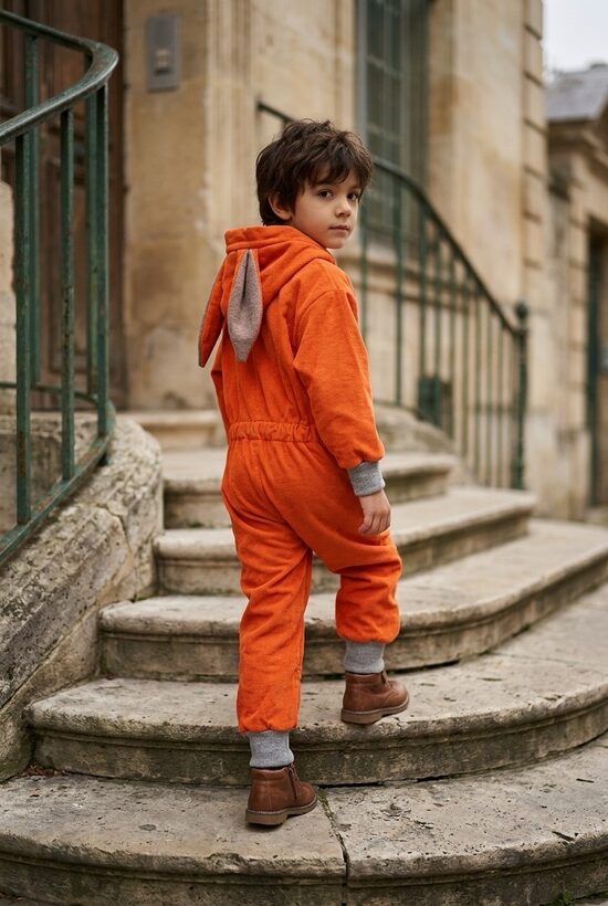 Bērnu kombinezons no sporta flīsa, bēšīgas ausis. 74-116.izm.