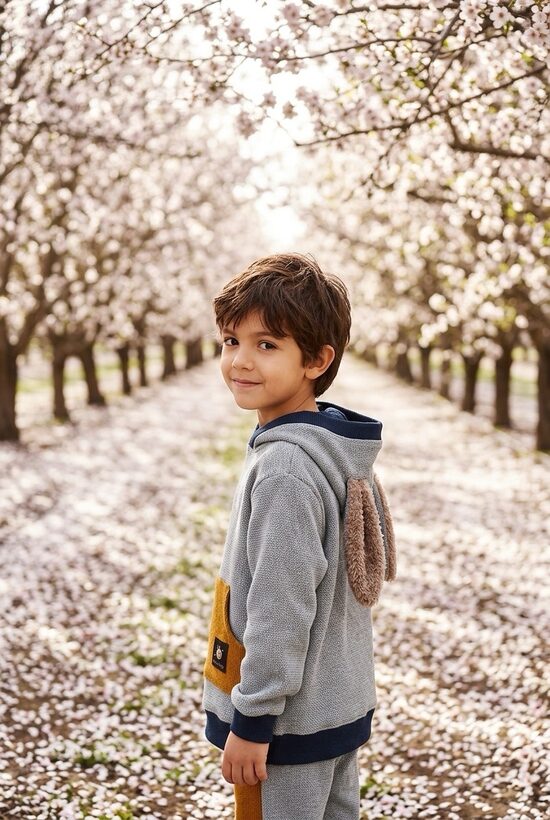 Flīsa hūdijs bērniem, dūmakains mint tonis.Zaķēns. 110.zim.PIEEJAMS UZREIZ.