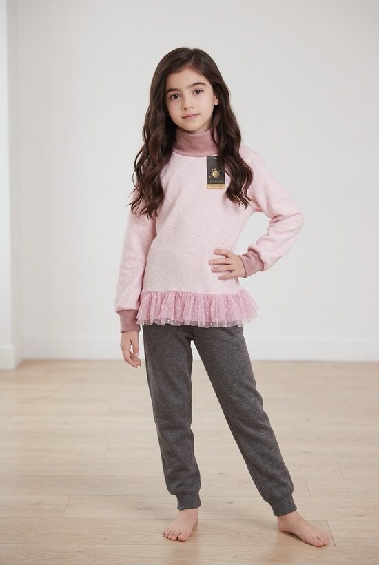 Rozā flīsa džemperis ar pumpiņtillu. 80-128.izm.