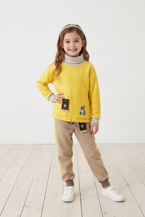 Flīsa džemperis bērniem ar kokvilnas trikotāžas apkakli. Zaķītis.PIEEJAMS UZREIZ 110.IZM.