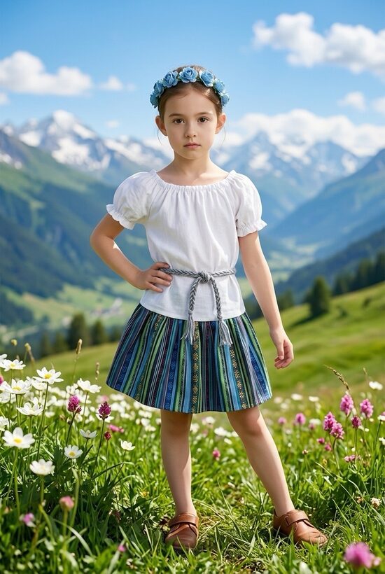 Lina kleita ar tamborētu jostu. ''Tautumeita,, nr4.'' 80-164.izm. XS,S