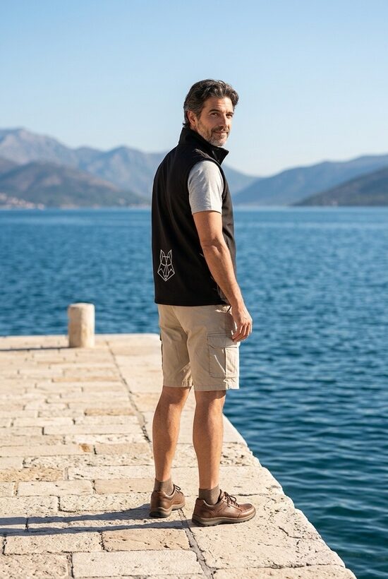 Melna vīriešu softshell vestes . Tumsā atstarojoša zīme. L.,XL izm.