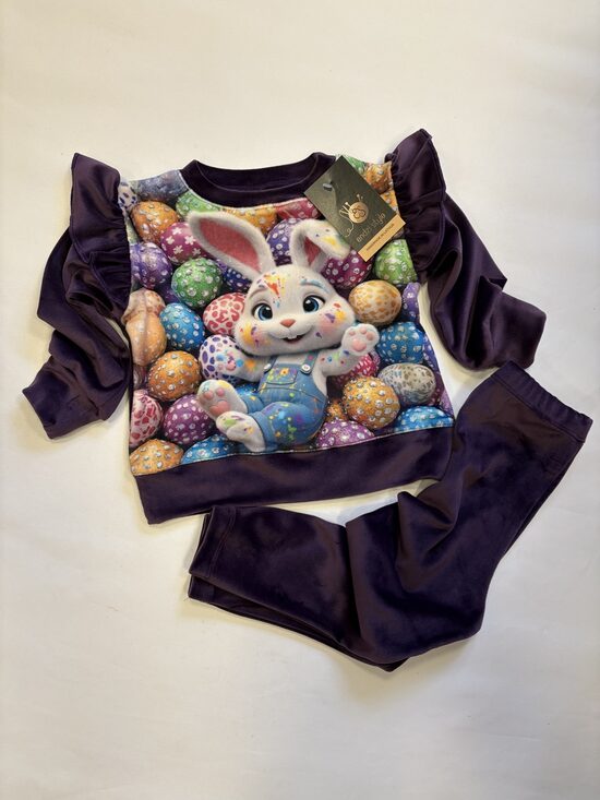 Tumši lillā tonī tonī komplekts meitenēm.Zaķēns. 86-110.izm.