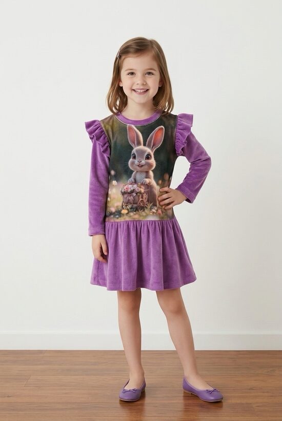 Ceriņu tonī kleita meitenēm. Lieldienas.86-116.izm.