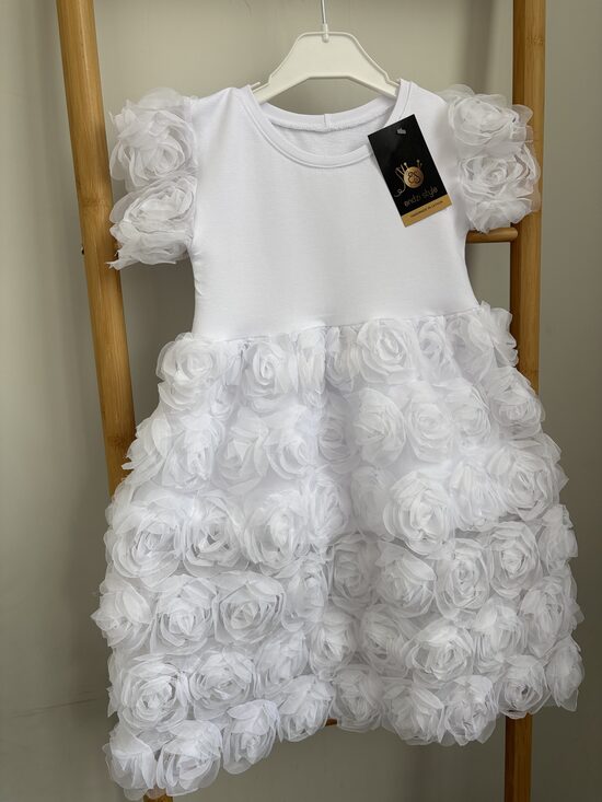 Balta svētku kleita meitenēm.Rozītes. 92-146.izm.