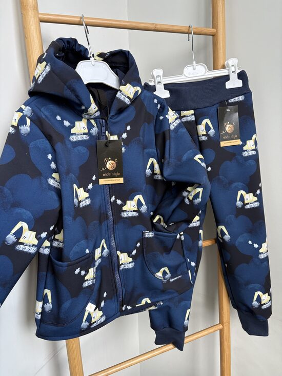 Bērnu softshell jaka.Ekskavatori.Softsehll bikses.80-146.izm.