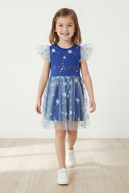 Rudzupuķu zilā.Izlaiduma kleita meitenēm. 86-146.izm.