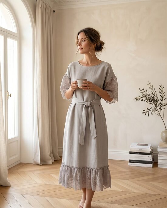 Lina kleita sievietēm.  ,,Lina romantika,, L/XL.izm.