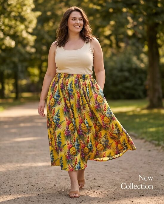 Lina svārki sievietēm.Puķaini lina svārki ar kabatām.Oversize.