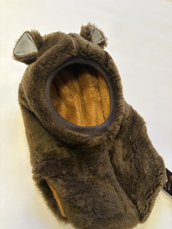 Mīksta ķivercepure no TEDDY auduma .Brūnais lācītis. Ziemas ķivercepure.