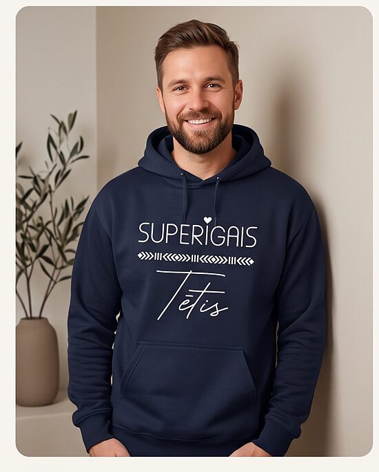 Tumši zils hūdijs vīriešiem. ,, Superīgais tētis,,