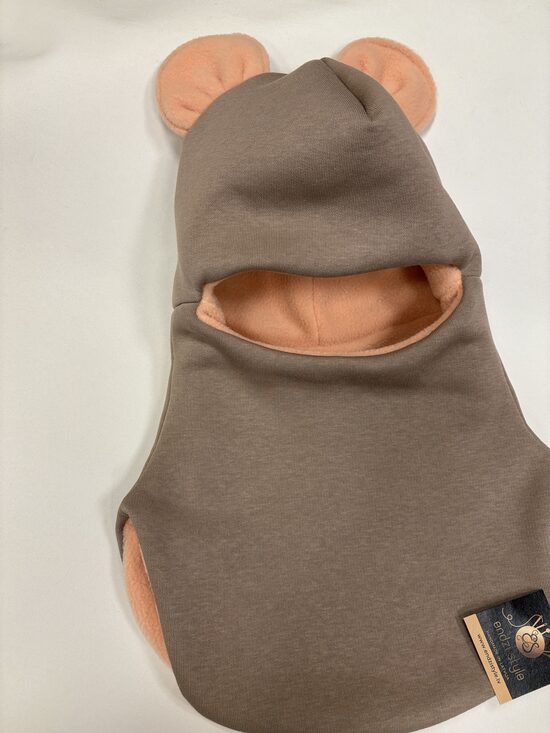 Ziemas balaklava ar austiņām. Bēšīga/persiks.48/50 cm.