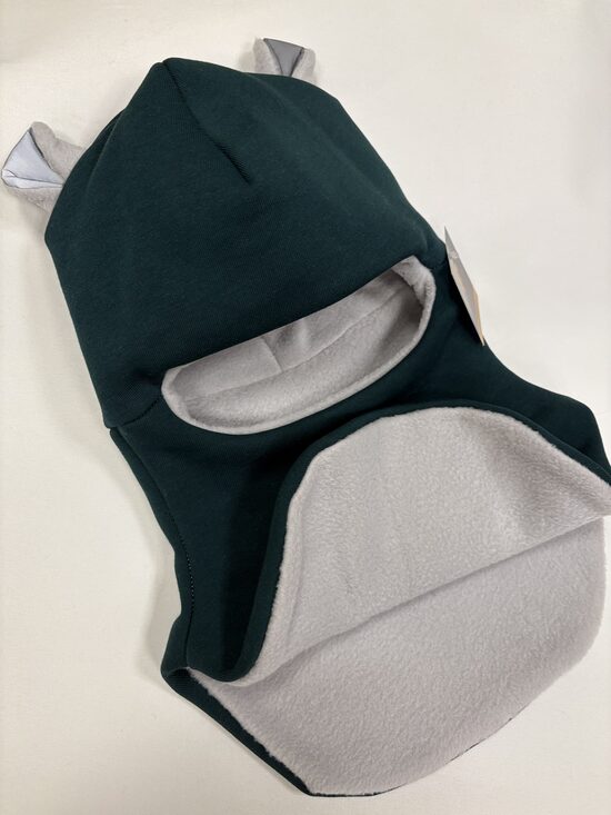 Tumši zaļas balaklavas bērniem. Bērnu ķivercepure ziemai. 46/48 cm.