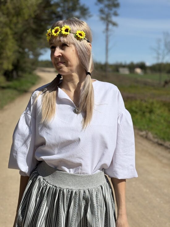 Balts lina krekls. Sieviešu lina krekls. 34-50.izm.