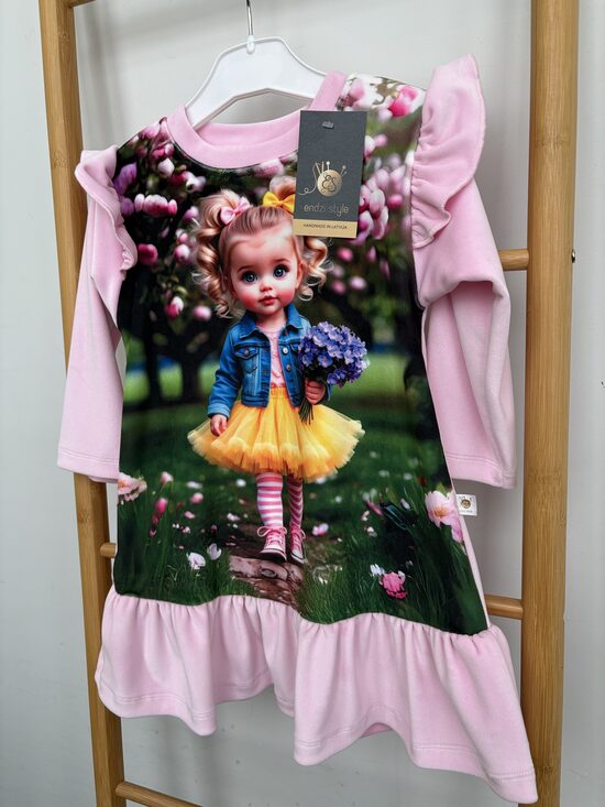 Rozā princese.Samta auduma kleita meitenēm.86.,92.,98.izm.