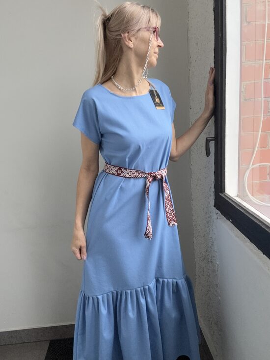 Gaiši ZILA vai DZELTENA lina kleita.Sieviešu lina kleita.34 izm.-48.izm.