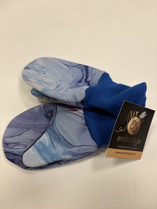 Softshell cimdi  bērniem.Gaiši zils marmors.