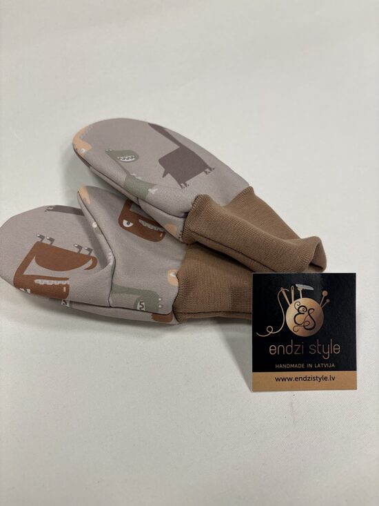 Bērnu softshell cimdi bez papildus oderes.Dino.