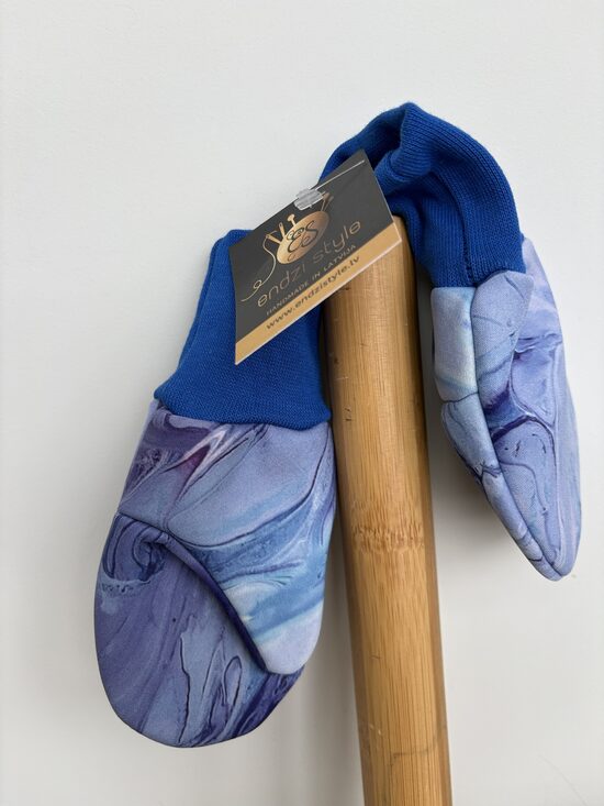 Softshell cimdi  bērniem.Gaiši zils marmors.