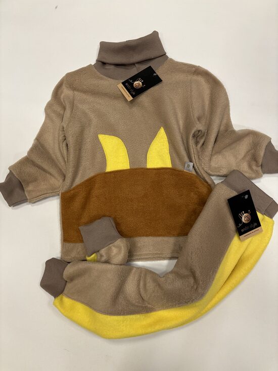 Flīsa hūdijs bērniem brūnā krāsā. Flīsa bikses. 80-128.IZM.