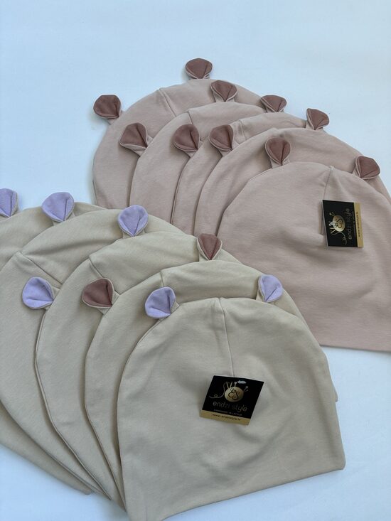 Bērnu cepures ar austiņām.Kokvilnas trikotāžas cepures.