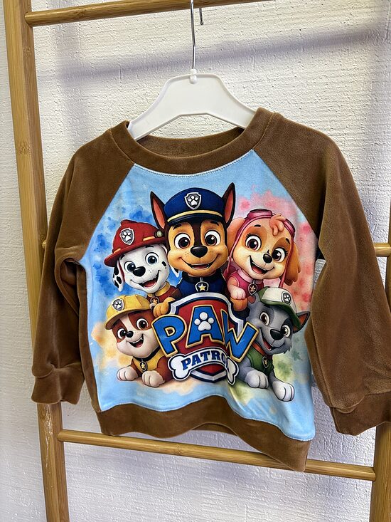 Brūns kokvilnas samta auduma džemperis bērniem. ,,PaW patrol,, 86-122.izm.