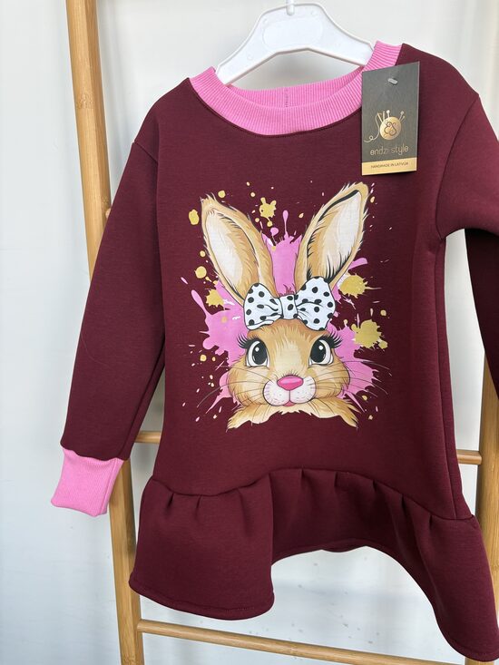 Bordo tonī silta tunika meitenēm. Zaķene.116/122.,122/128.izm.