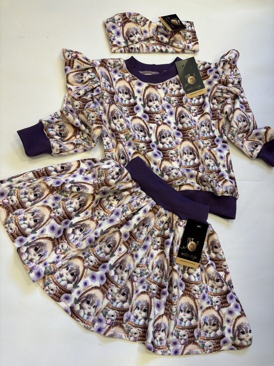 Bērnu džemperis ar spārniņiem. Svārki meitenēm. Galvas lenta. 80-128.izm.Zaķīši.