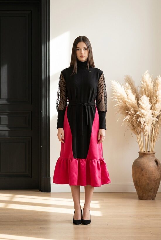 Eleganta sieviešu kleita ar jostu .Valentīns.