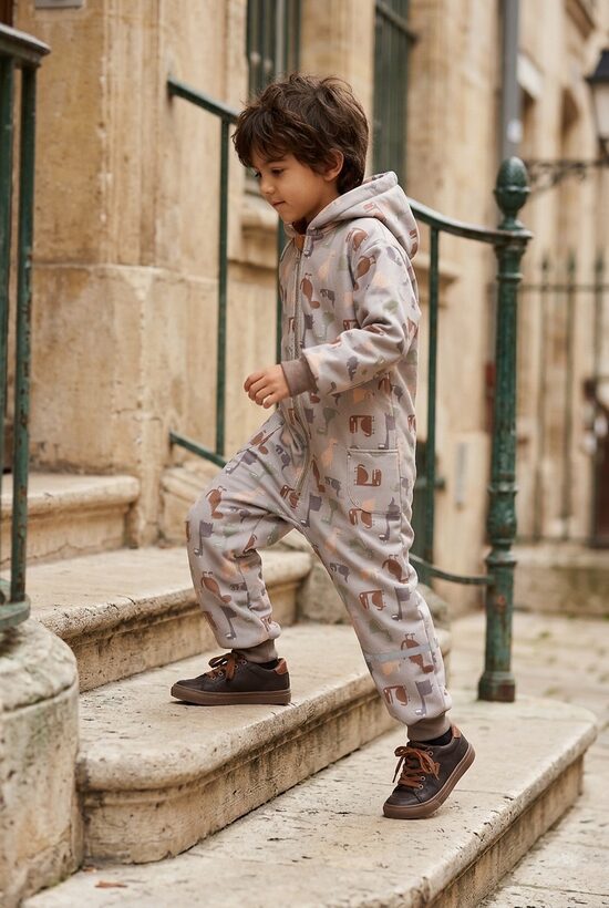 Softshell kombinezons bēšīgos toņos. . Dinozauriņi.