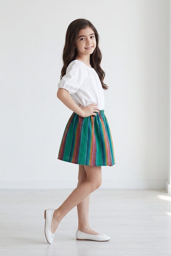 Zaļi svītraini stilizēti svārki.Sieviešu svārki.Meiteņu svārki.Māra.