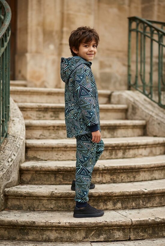 Starpsezonu jaka no softshell.CENA JAKAI un BIKSĒM ATSEVIŠĶI.80-146.izm.,,Mozaīka,,