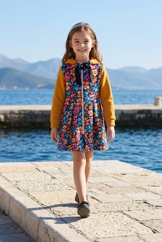 Puķains meiteņu mētelis.Ziediņi.86/92.,110/116.,146/152.,158.izm.PIEEJAMS UZREIZ.