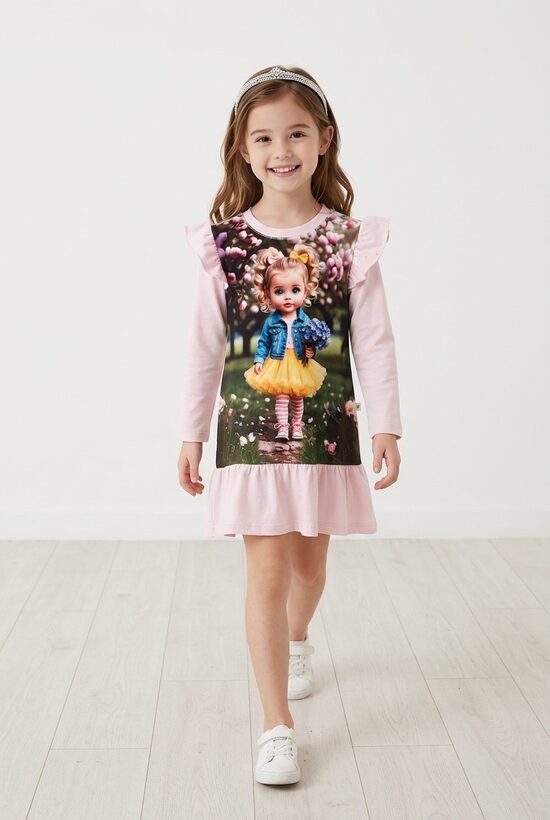 Rozā princese.Samta auduma kleita meitenēm.86.,92.,98.izm.