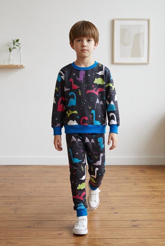 Bērnu džemperis UN legingi ar siltinājumu. Jautrie dinozauri. 80-128.izm. Komplekts.