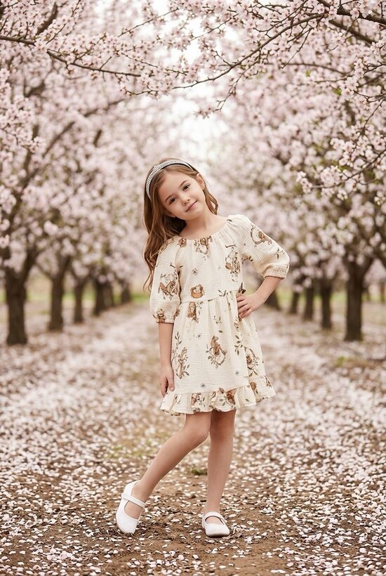 Muslīna auduma kleita meitenēm.Zaķenīte..80-140.izm. 