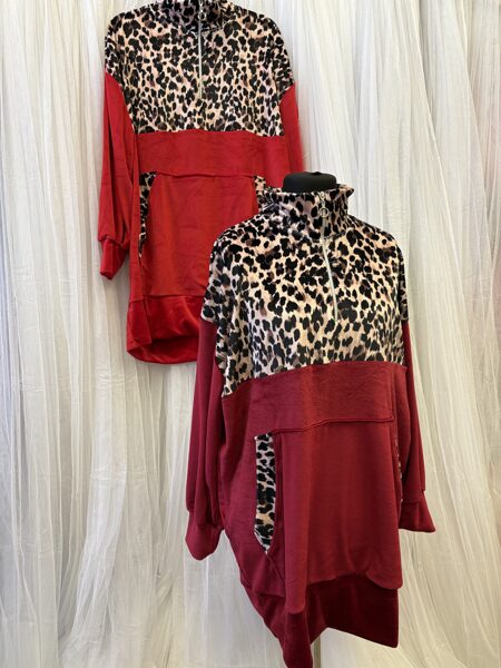 Velūra tunika sievietēm.Bordo un sarkana /leopards.M-3XL..OVERSIZE.