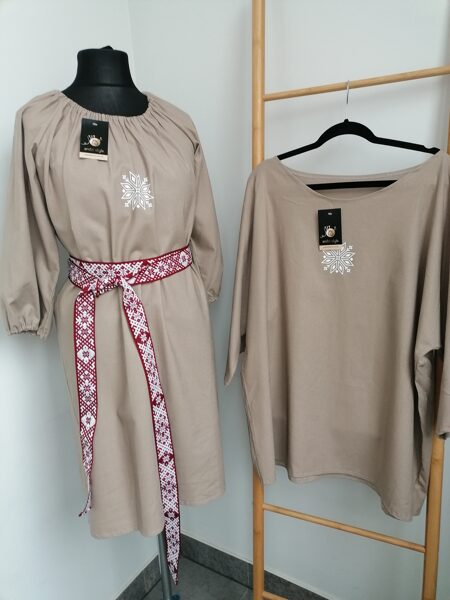 Lina kleita un lina krekls. ,,Auseklis,,36/42.izm.,krekls XL/XXL.