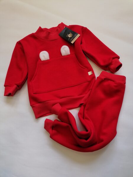 Sarkans džemperis ar biksēm. Siltināts komplekts. 86-128.izm.